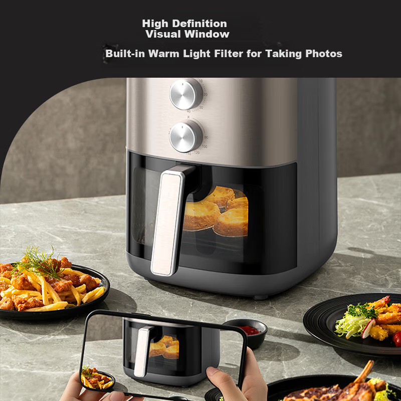 Midea Air Fryer with Visual Electric Oven, 6.5L Large Capacity French Fries Machine, Intelligent Multi-function Household Air Fryer, Non-stick Pan, No Need to Flip, KZE6559