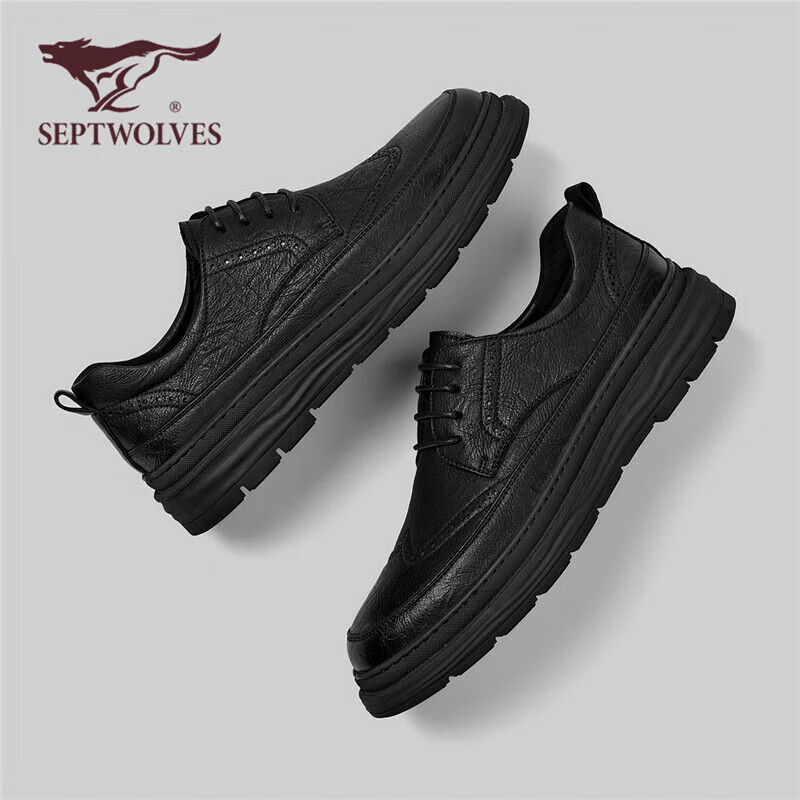 SEPTWOLVES Men's Casual Shoes Men's Shoes Men's Casual Shoes Men's Leather Shoes Men W8333493341 Black 42