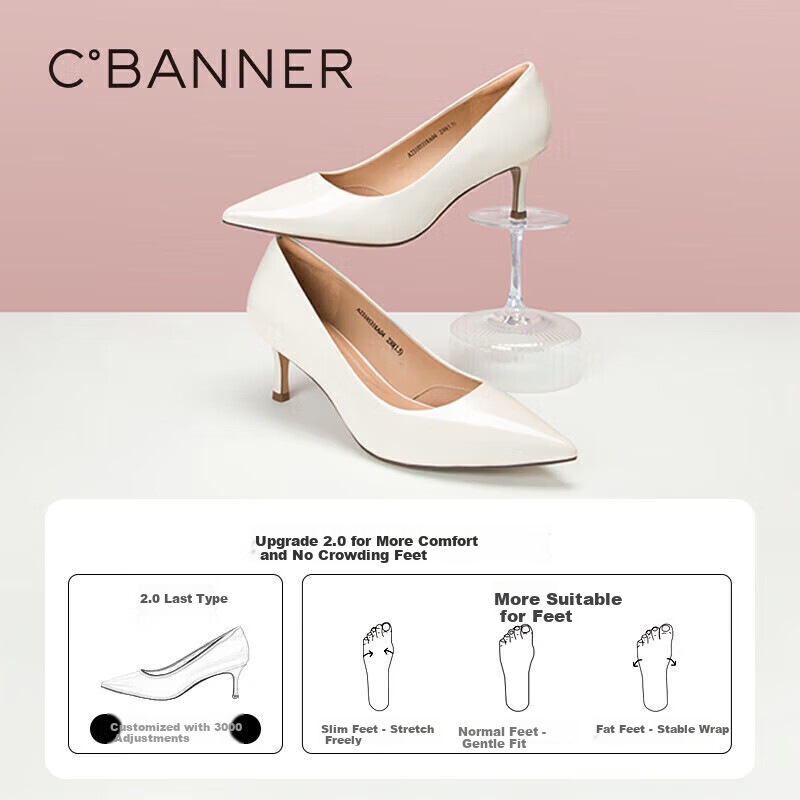 C.BANNER Spring/Summer Fashion Single Shoes Urban High Heels Thin Heels A23105318 Beige Size 38