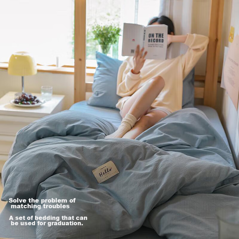 NanJiren Student Bedding Set Dormitory Six-Piece Set (Three-Piece Set + Pillow Core + Duvet Core + Mattress Pad), Quilt And Mattress Pad Combination