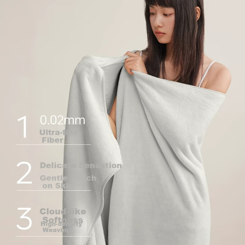 Sanliyan Studio 7A Antibacterial Bath Towel, Quick-Drying, Non-Shedding, Unisex Large Towel Snowflake Velvet, Gray