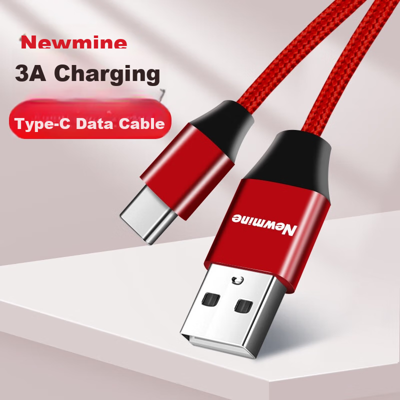 Newmine Type-C Data Cable, Android Phone Charger Cable, Braided Fast Charging Cable, Suitable for Xiaomi 5S/Huawei P910/Honor V89, 1 Meter Red