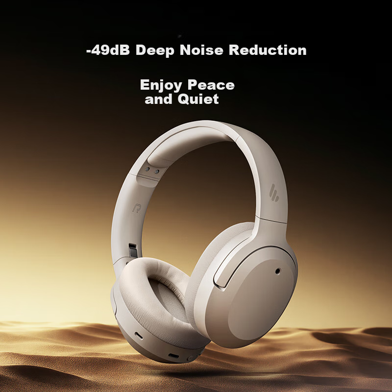 EDIFIER W820NB Triple Gold Label Edition Over-Ear Active Noise Cancelling Bluetooth Headphones for Mobile Phones, Computers, and Laptops with 83 Hours of Battery Life - Dune White
