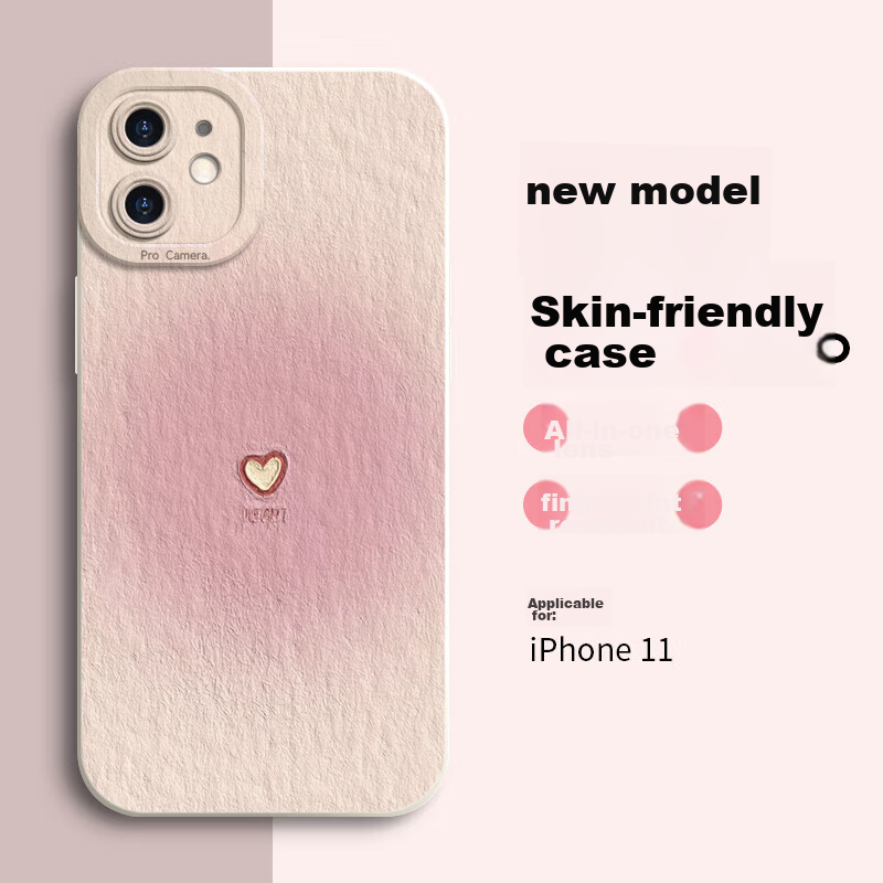 Yingkaida IPhone 11 Case, Full Protection Shockproof Cover for Men And Women, Creative Heart Pattern Pink Protective Case for Apple IPhone 11