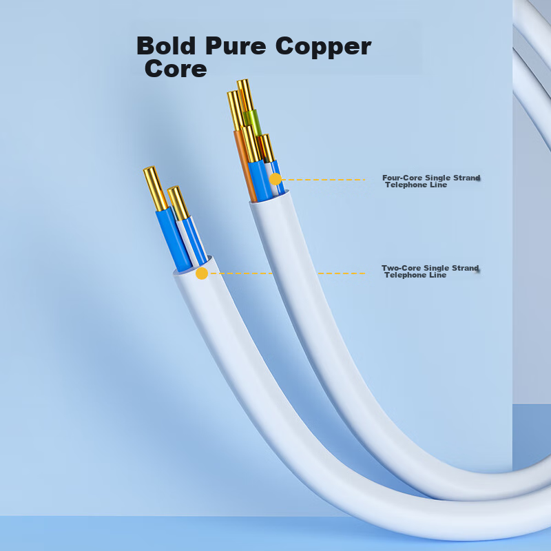 SAMZHE Telephone Cable 2-Core Single Copper Wire Voice Patch Cord Office Landline Connection Extension Cable with RJ45 Connectors 10 Meters C28BWG-210C