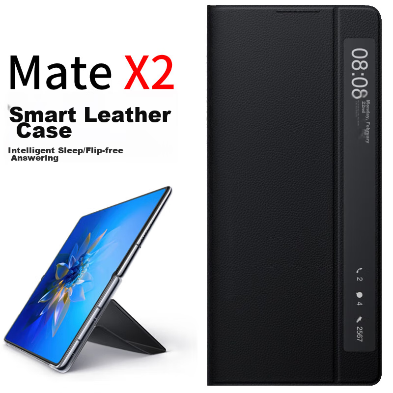 Genuine Product, Suitable for Huawei Mate X2 Phone Case, Foldable Screen Phone Mate X2 Protective Cover, Genuine Leather Collector's Edition, Stand, Shockproof Protective Case, High-Definition Anti-Pe