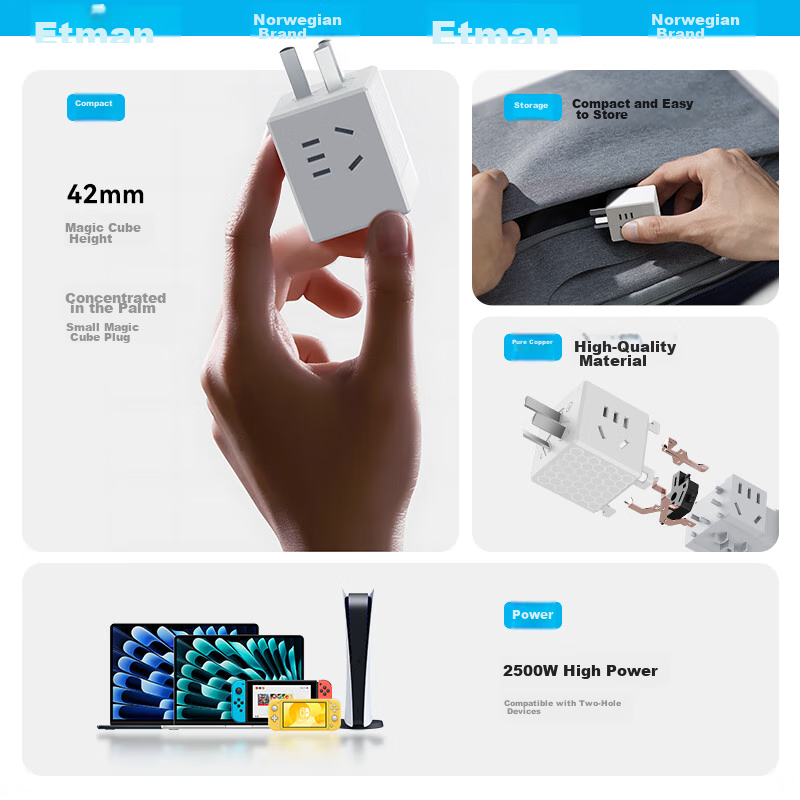 Inteman Magic Cube Socket/Socket Converter/One-To Adapter/Extension Socket/Three-In Adapter/Wireless Power Strip/Power Strip
