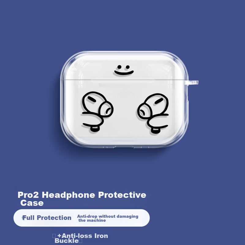 Yingkaida, Suitable for AirPods Pro 2 Case, Apple Wireless Bluetooth Earphone Cover, Non-Slip Creative Anti-Drop Case, Storage Box, Handheld Earphone, Smiley Face