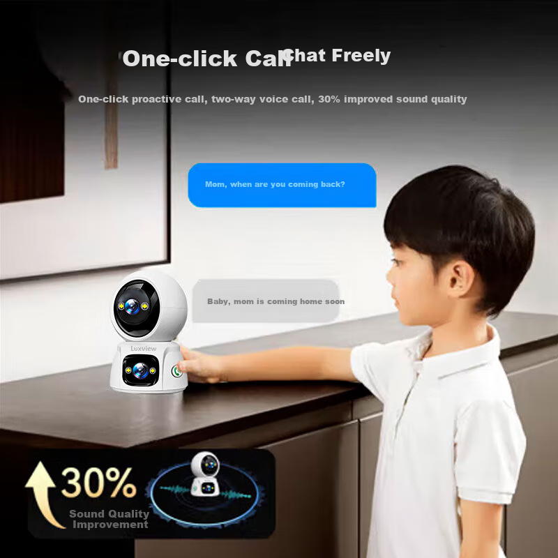 LUXVIEW Dual Camera 10 Million HD Smart Surveillance Camera for Home Wireless WiFi Network Mobile Remote Indoor Monitor 360 Degree No Dead Angle with Night Vision Panoramic Family Use