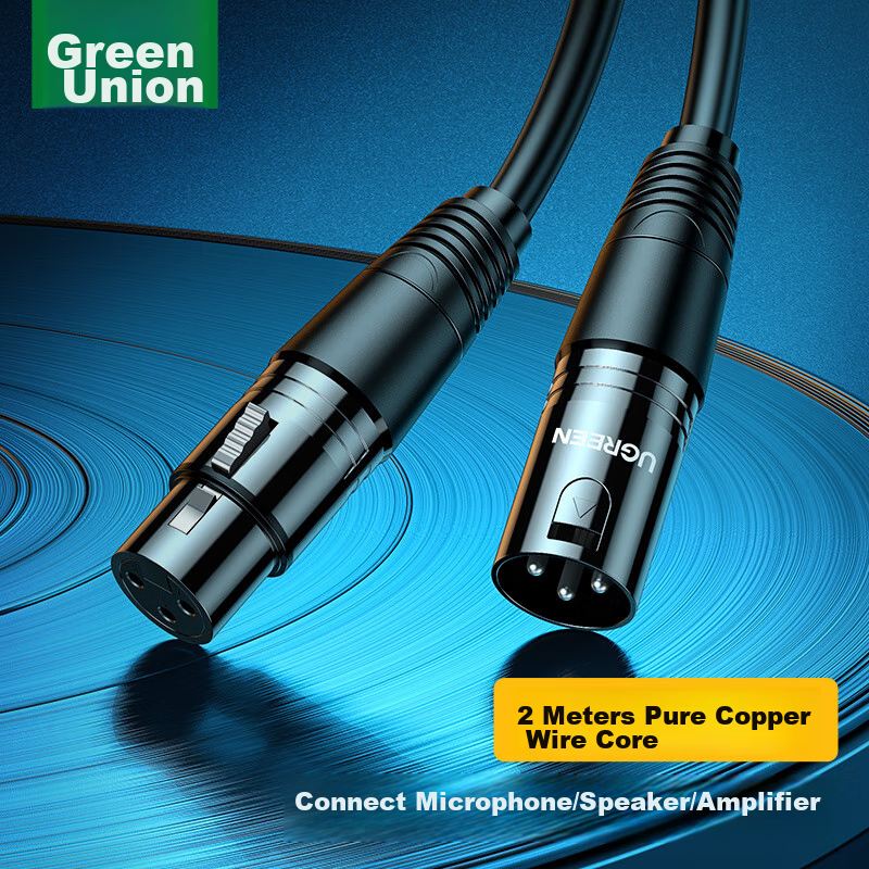 UGREEN XLR Male to Female Audio Extension Cable, Karaoke Live Streaming Microphone Cable, Mixer Speaker Amplifier Camera Balanced XLR Cable 2 Meters Black 20710