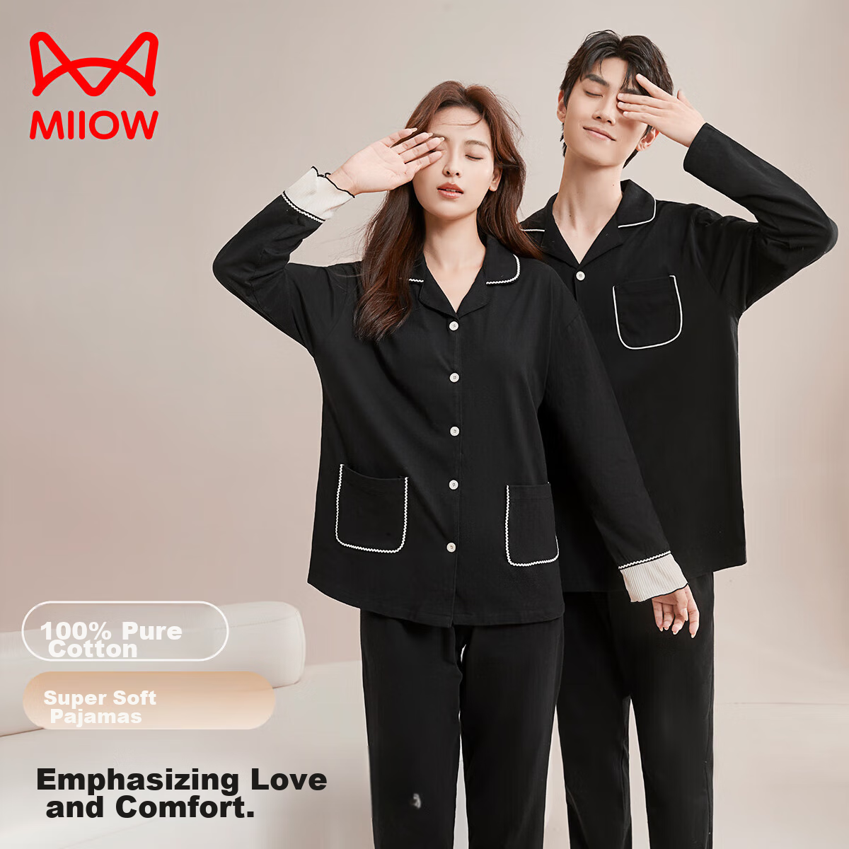 Maoren [100% Pure Cotton] Women's Pajamas, Spring And Summer, All-Cotton, Anti-Mite, Antibacterial, Home Wear, Couple's Long-Sleeve, Plus Size