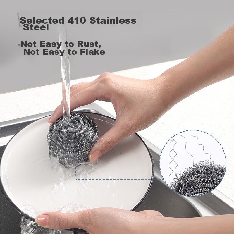 Meiliya Steel Wool Scrubber, 10-Pack, for Home Kitchen Use, Removes Grease, Washes Dishes, Scrubs Pots, Stainless Steel Cleaning Ball, Rust-Resistant, No Wire Shedding
