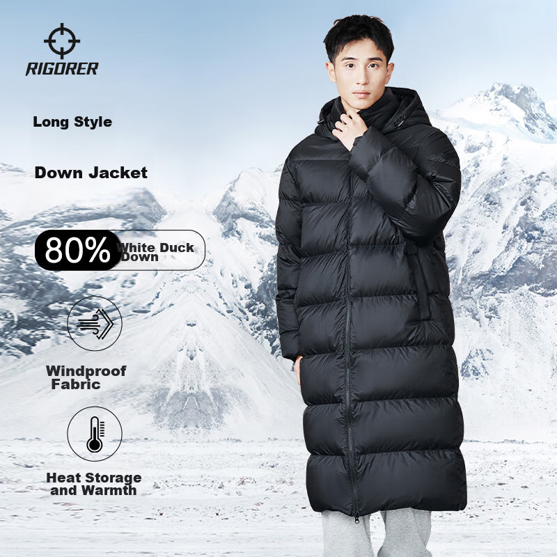 Zhunzhe down Jacket for Men And Women, Long Style, Winter Warmth, Windproof, White Duck down Coat, Couple's Sports Casual Outerwear for Women
