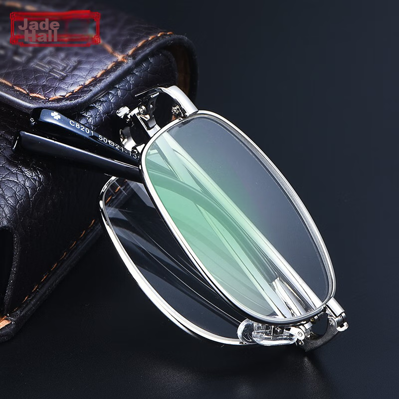 Yupintang High-Definition Wear-Resistant Foldable Anti-Blue Light Reading Glasses, Presbyopic Glasses for Elderly, Unisex BC8201 Silver