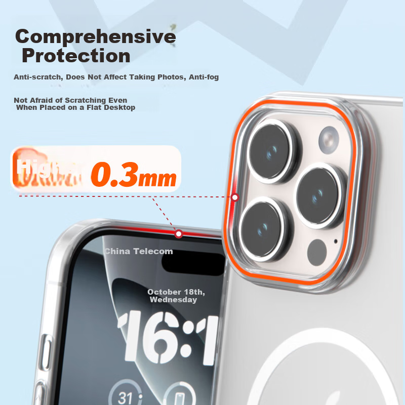 Langke Apple 15 Phone Case iPhone 15 Protective Cover Magsafe Magnetic Charging Case Full Coverage Semi-Transparent Ultra-Thin Anti-Drop Skin-Friendly Matte Bumper Contrast Color Hard Shell Non-Finger