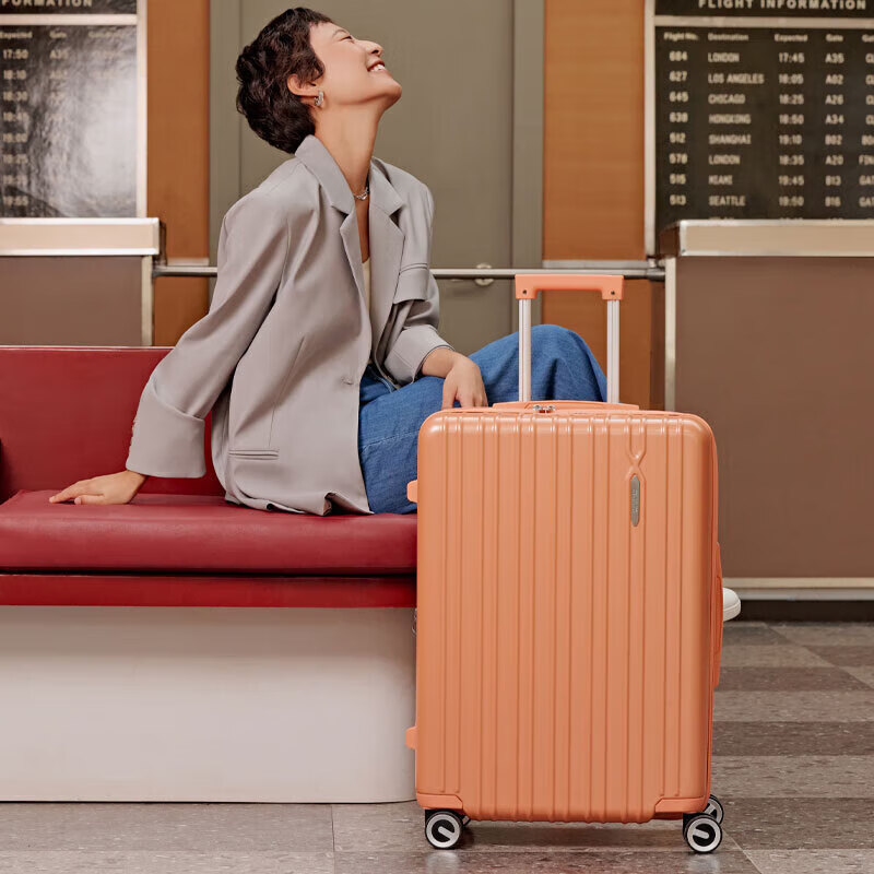 American Tourister Luggage, 20-Inch Expandable Suitcase, Lightweight Travel Case, Carry-On Luggage, Fries Case, Orange, 79B Combination Lock