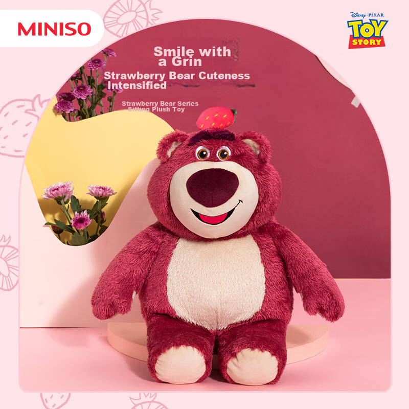 MINISO Official Strawberry Bear Disney Plush Toy Stuffed Animal Pillow Doll, Birthday Gift for Girlfriend