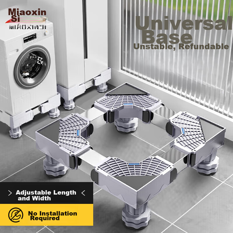 Miaoxinsi Washing Machine Base, Anti-Slip And Anti-Vibration Foot Pads, Movable Universal Wheels, Height-Increasing Bracket, Refrigerator Heightening Storage Rack, Caster Base, Support Frame, Compatib