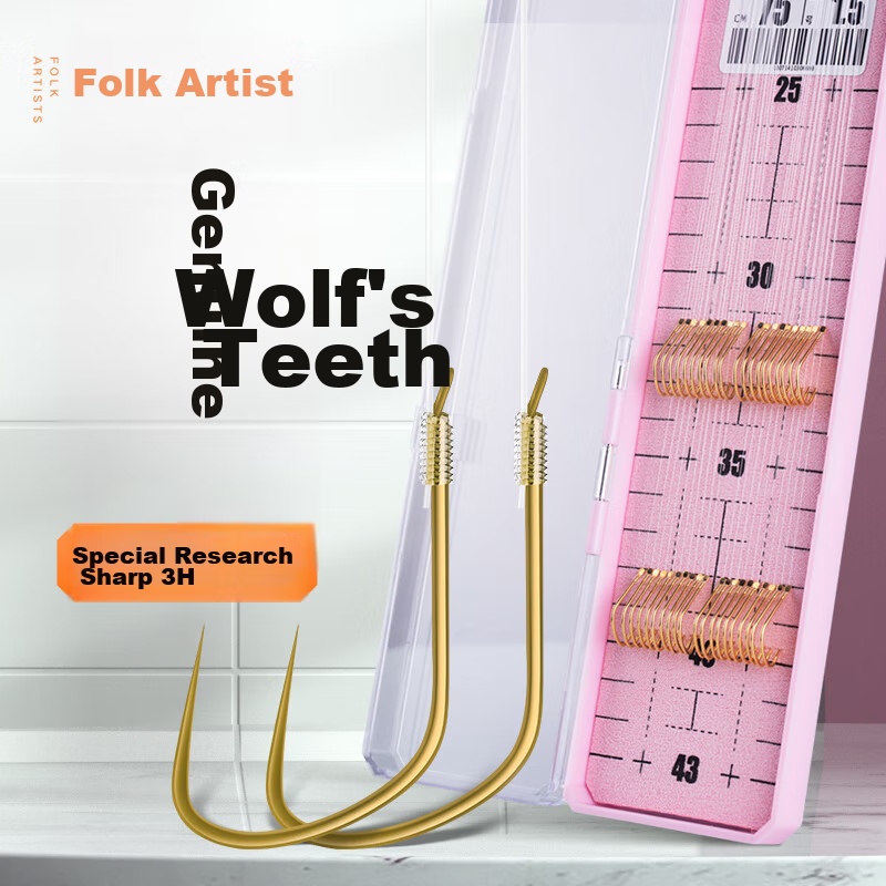 Folk Artisan Wolf Tooth Line Double Hook Professional Version Pre-Tied Fish Hook Finished Line, Black Pit Competition Flying Crack Carp And Carp Fishing Set