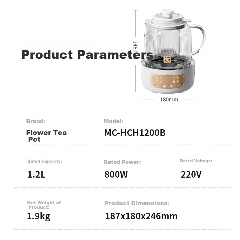 MINISO Glass Health Pot Tea Pot Health Boiling Water Pot Integrated Water Pot Baby Mother and Baby Grade Material Mini Tea Maker Office Boiling Water Tea Machine