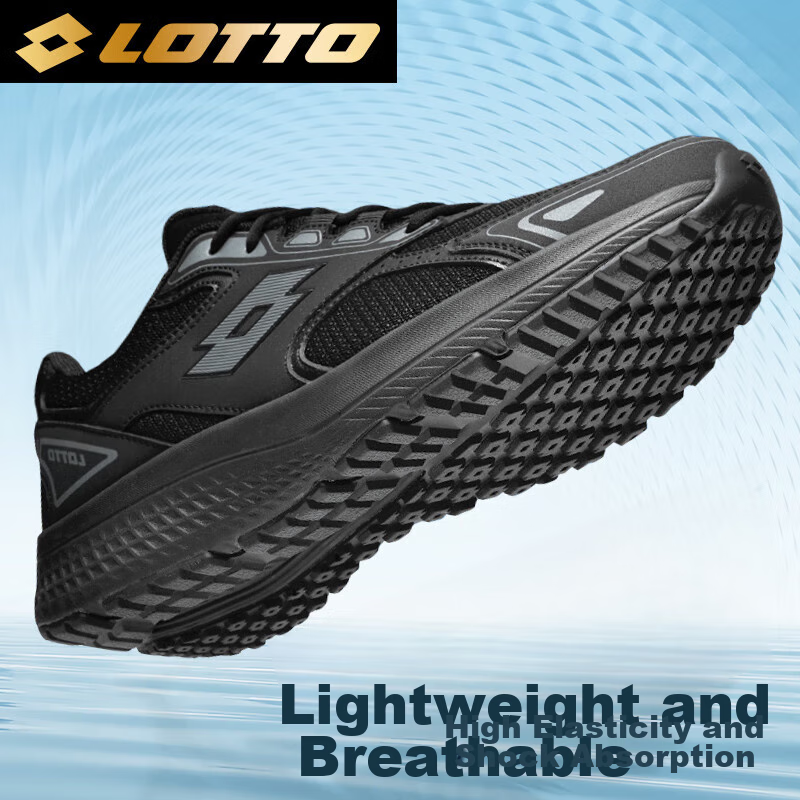 LOTTO Men's Sports Shoes, Breathable Casual High Rebound Shock-Absorbing Wear-Resistant Running Shoes, 1037 Black (All-Season Style), Size 39