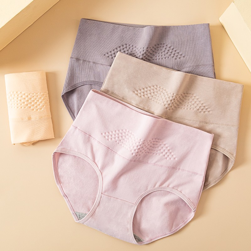 Langsha Tummy Control Seamless Women's Underwear, High-Waist Pure Cotton Crotch Panties, 4 Pairs, Plus Size, High-Elastic Shorts, Japanese-Style Triangle Briefs