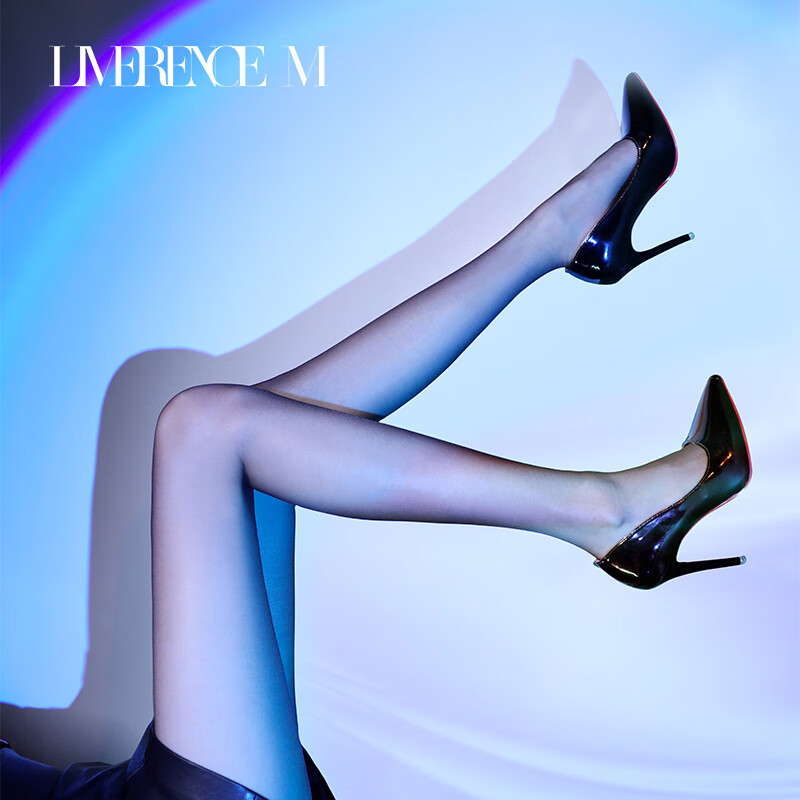 Laimi Runsi [0.01] High-Waisted Seamless Ultra-Thin Silky Pantyhose, Black, Size L (Open Crotch Style)