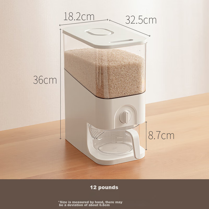 Lanjiaoluo Rice Container, Press-Type Rice Container, Sealed Anti-Insect Rice Jar, Rice Storage Container, Grain Storage Container, Moisture-Proof Rice Container, 12 Jin