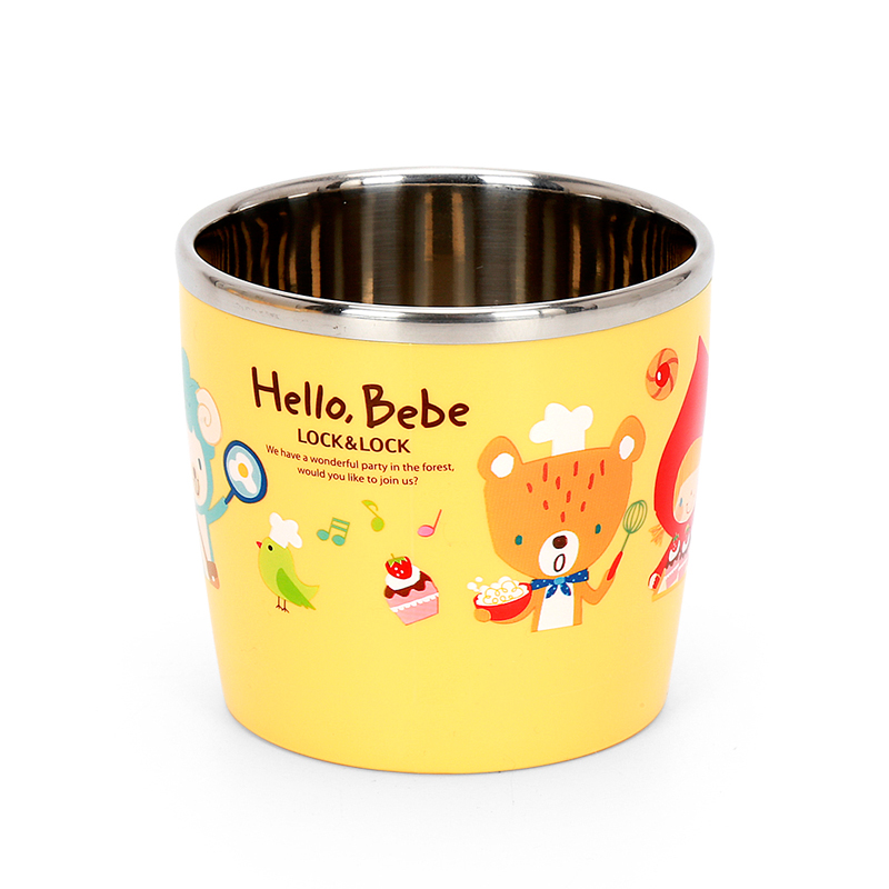 LOCK&LOCK Children's Tableware, Imported Stainless Steel, Elementary School Student Milk Cup, Cartoon Cup with Handle, Water Cup, 250ml