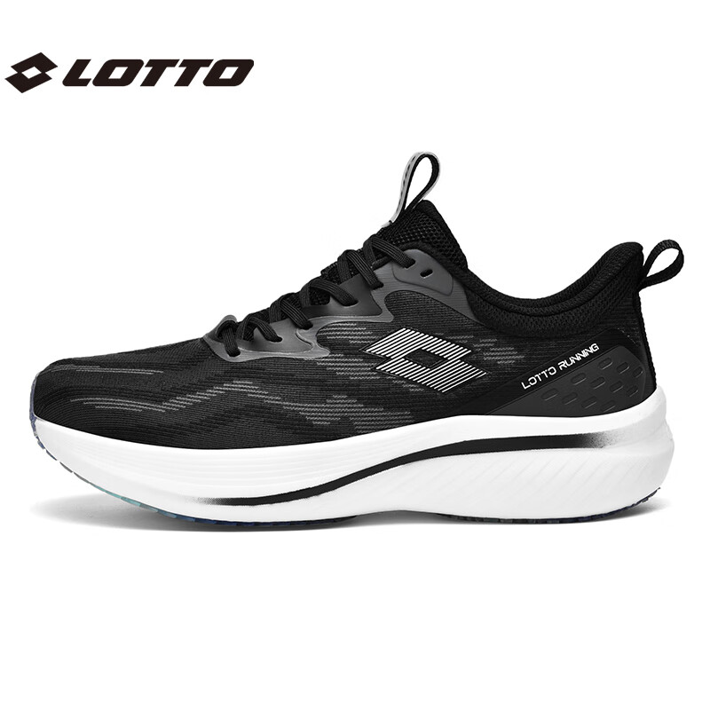 LOTTO Carbon Plate Shock Absorption Lightweight Breathable Professional Racing Running Shoes 1072 Black/White (Men) Size 40