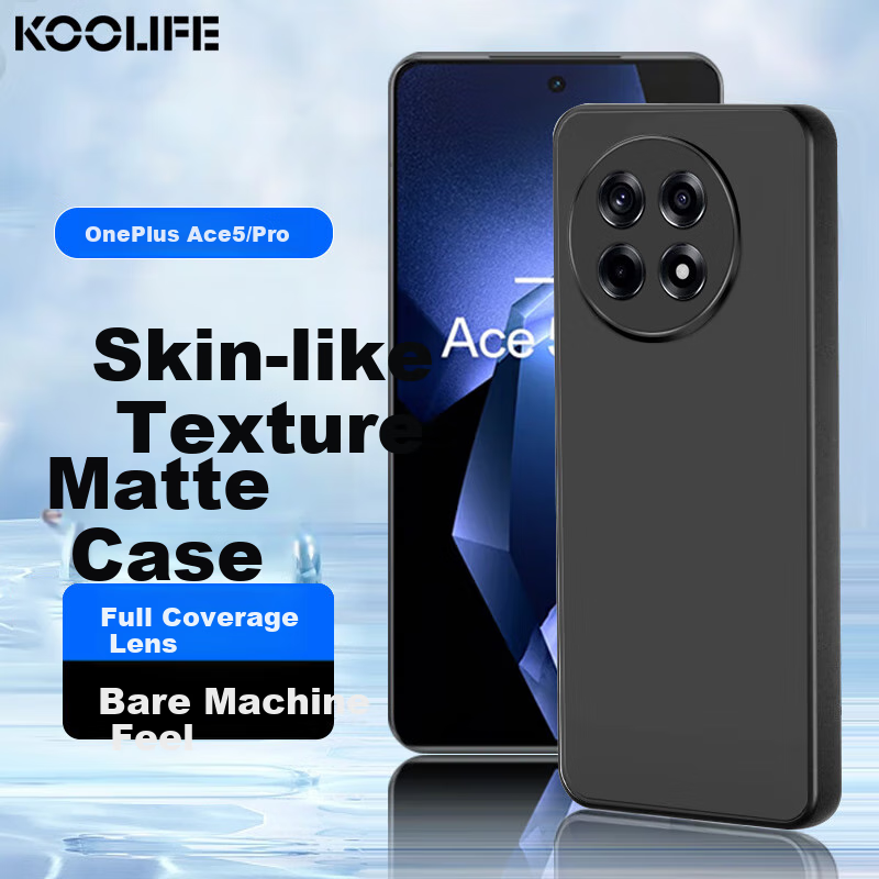 Cooljoy Protective Case for OnePlus Ace5/OnePlus Ace5 Pro, Full Coverage Matte Back Cover with Lens Protection, Ultra Thin Soft Shell for Men and Women, Black