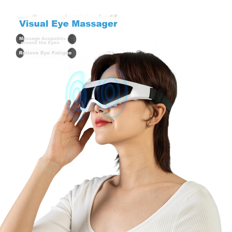 Jiancheng Visual Eye Massager, Magnetic Eye Massage Device, Constant Temperature Heat Therapy Sleep Mask HY001, White