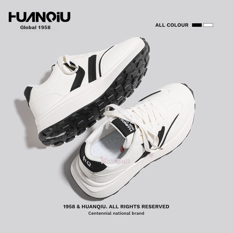 Global Chunky Platform Dad Shoes Women's 2025 Spring New Casual Soft Sole Forrest Gump Running Shoes Beige Black Size 38