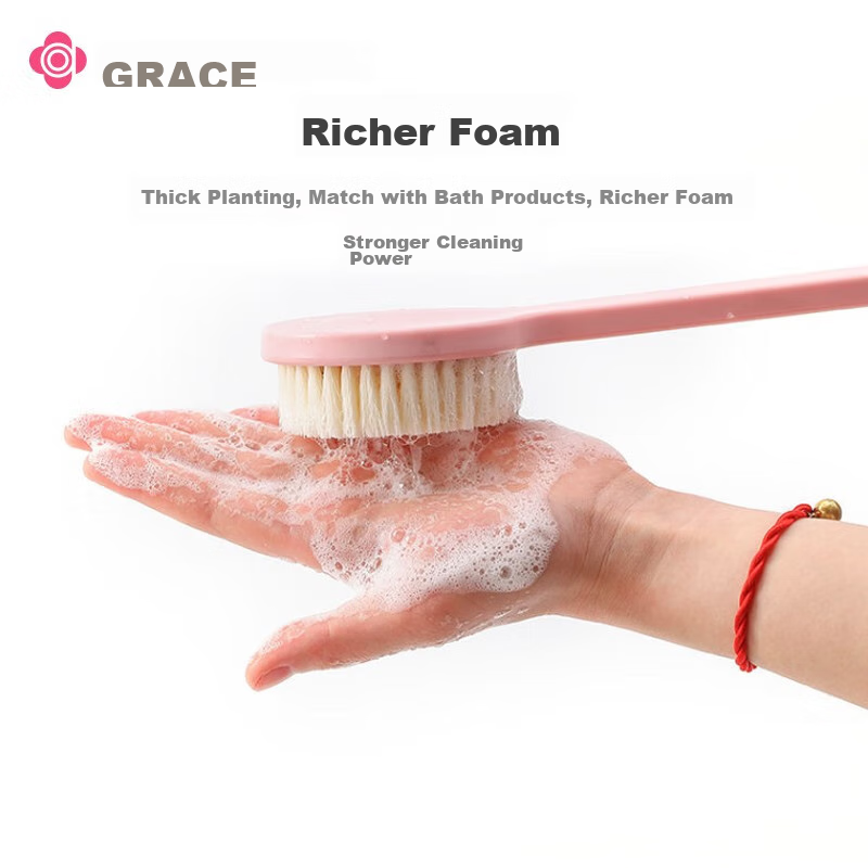 Grace Long-Handled Soft-Bristle Bath Scrubber, Back Scrubber, 8*36cm