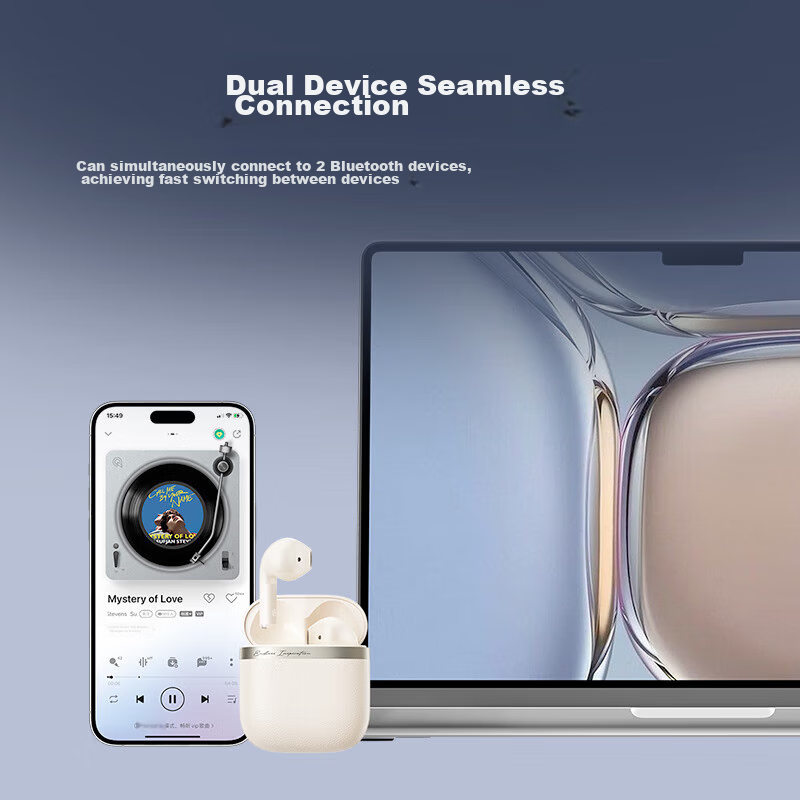 Edifier Evo Air True Wireless Bluetooth Earbuds, Semi In-Ear Headphones, Wireless Earphones, Bluetooth 5.4, Compatible with Apple, Huawei, Xiaomi, Mother-Of White