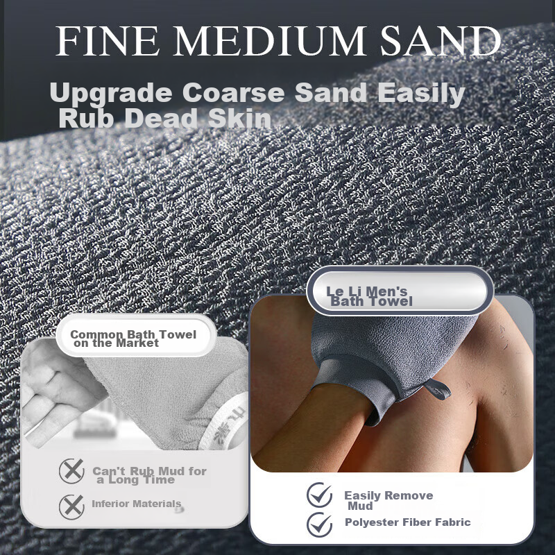 Leli Leli Mud Bath Scrubber for Men, Coarse Sand Exfoliating Tool, Powerful Painless Bathing Glove for Scrubbing Back