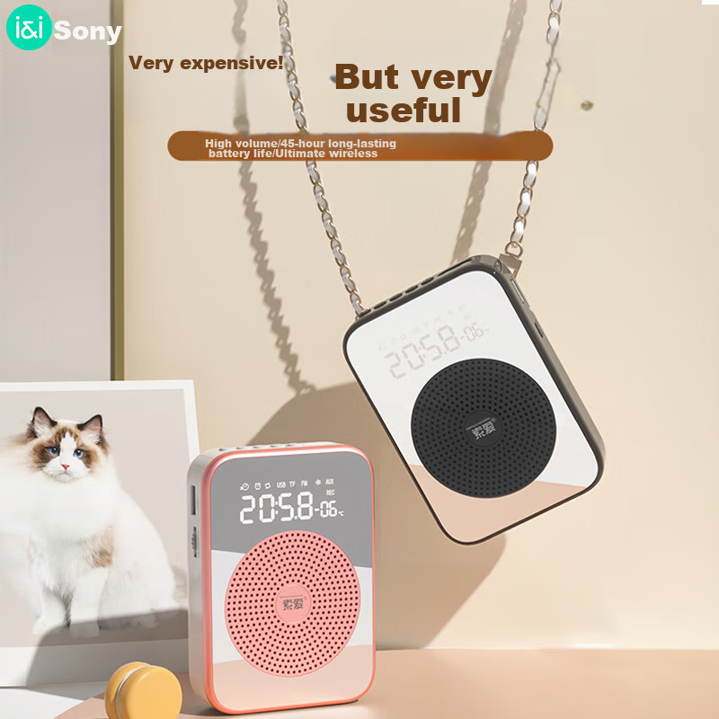 Soaiy S350 Portable Amplifier for Teachers, Loudspeaker with TF Card, USB Drive, Bluetooth Speaker, Anti-Howling Microphone, Tour Guide, Outdoor Portable Long-Lasting Battery Radio, Black