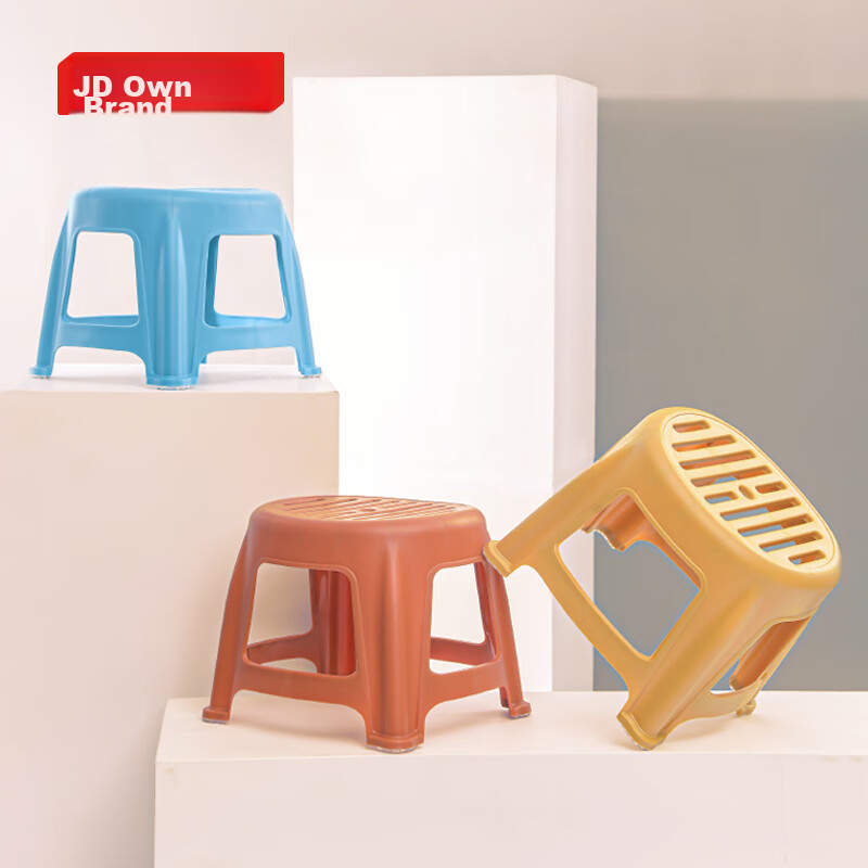 Jingzao Classic Series Stackable Small Stool, Household Plastic Stool, Children's Bathroom Stool, Adult Sturdy Weight-Bearing, 1 Piece