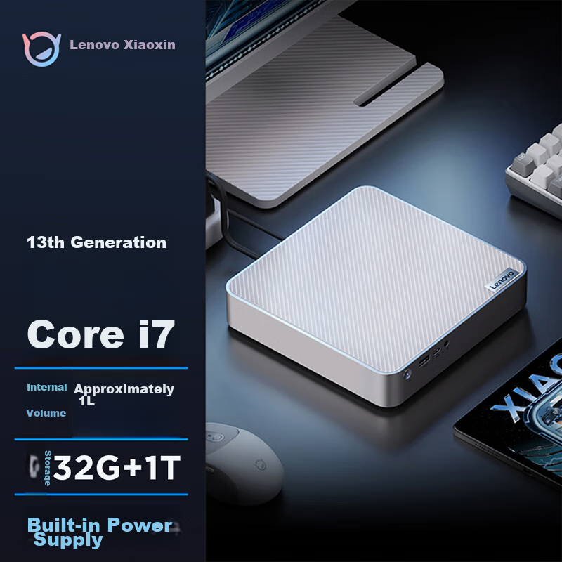 Lenovo Xiaoxin Mini Pocket Mini PC High-Performance Business Mini Desktop Computer (13th Gen I7-13620H, 32GB RAM, 1TB SSD)