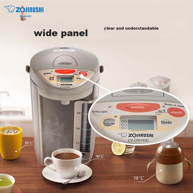 ZO JIRUSHI Electric Kettle, Imported from Japan, VE Vacuum Insulation 4L, CV-DSH40C Stainless Steel Color