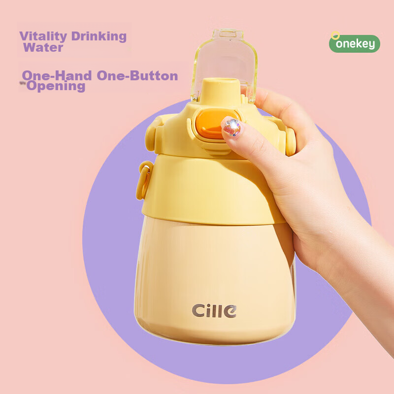 Xile Double-Drinking Large-Capacity Insulated Tumbler for Women, Stylish High-Capacity Water Bottle with Straw for Children, Students, Outdoor Portable Cup