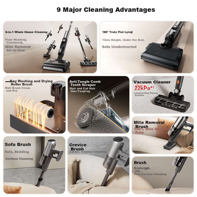 SUPOR [National Subsidy Whole-House Floor Cleaner] Household Floor Cleaner with Integrated Washing And Mopping, Automatic Cleaning, 180-Degree Flat-Lying, Anti-Tangling Vacuum Cleaner Floor Cleaner M1