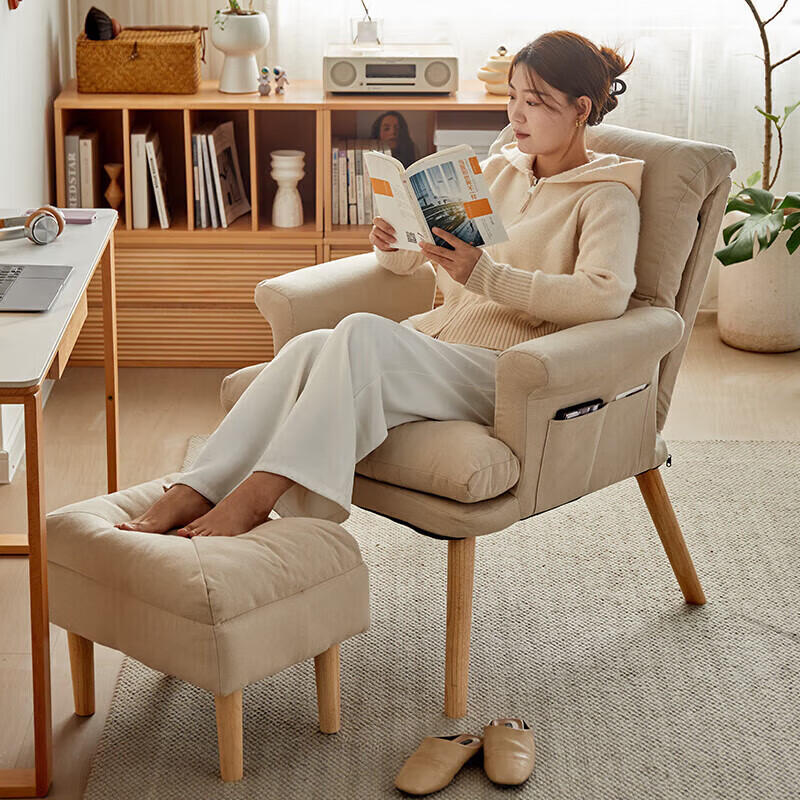 Jiayi Computer Chair, Ergonomic Chair for Long Sitting, Adjustable Office Chair, Reclining Single Sofa with Footrest