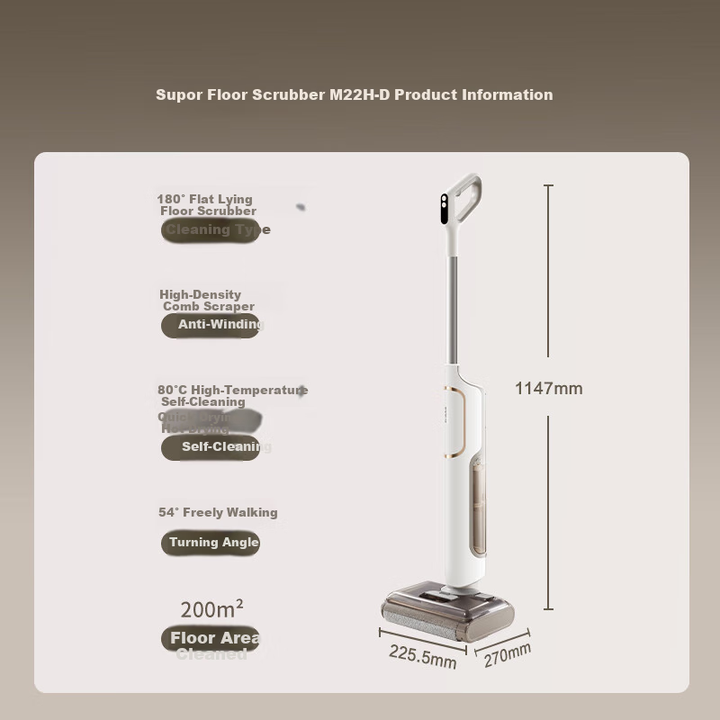 SUPOR Ultra-thin 180° Flat Lying Floor Washing Machine Household Washing and Suction Mop Integrated Machine Automatic Cleaning Vacuum Cleaner Hot Air Drying and Sterilizing Floor Washing Machine M22H-