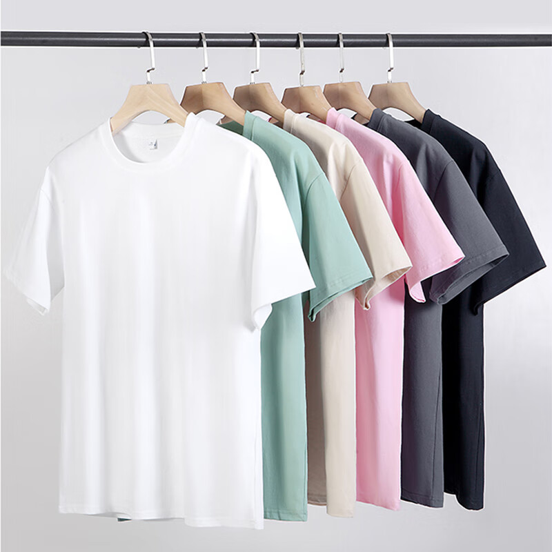 Cotton Soul National Tide Brand T-shirt Men's Pure Cotton Comfortable Two-piece Loose All-match Couple Short-sleeved Top White+Black M