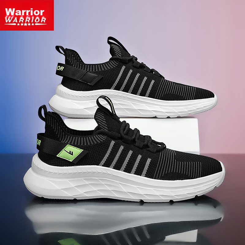 Warrior Sports Men's Shoes, Mesh Breathable Running Shoes, Rebound Casual Men's Shoes, 3332 Black, Size 43