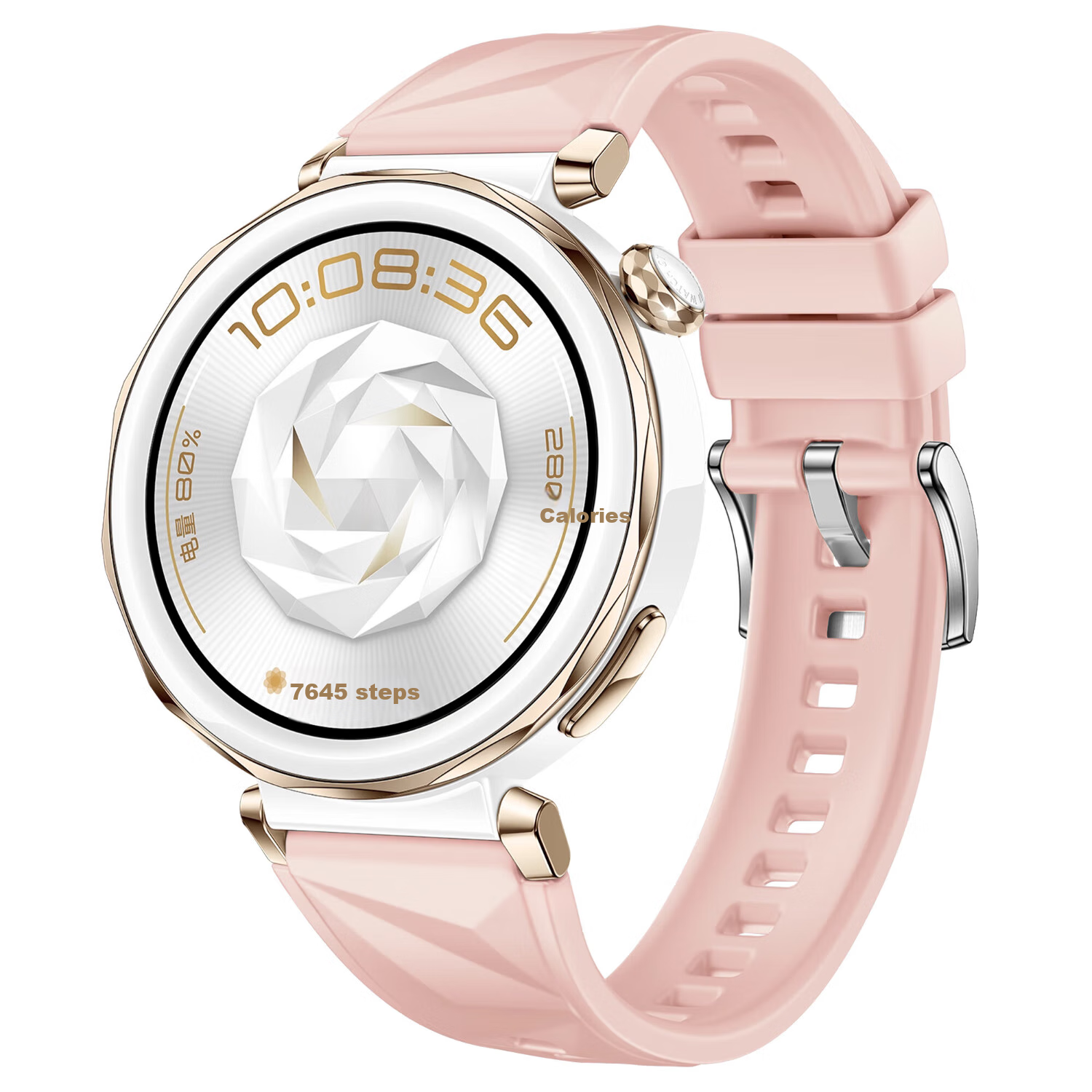 Weiqiantu Compatible with Huawei Watch Band for Watch GT5/5pro/GT4, Ice Crystal Pattern Silicone Strap for Men And Women, Official Style, 41/42mm Dial [Ice Crystal Pink] Button Closure Version