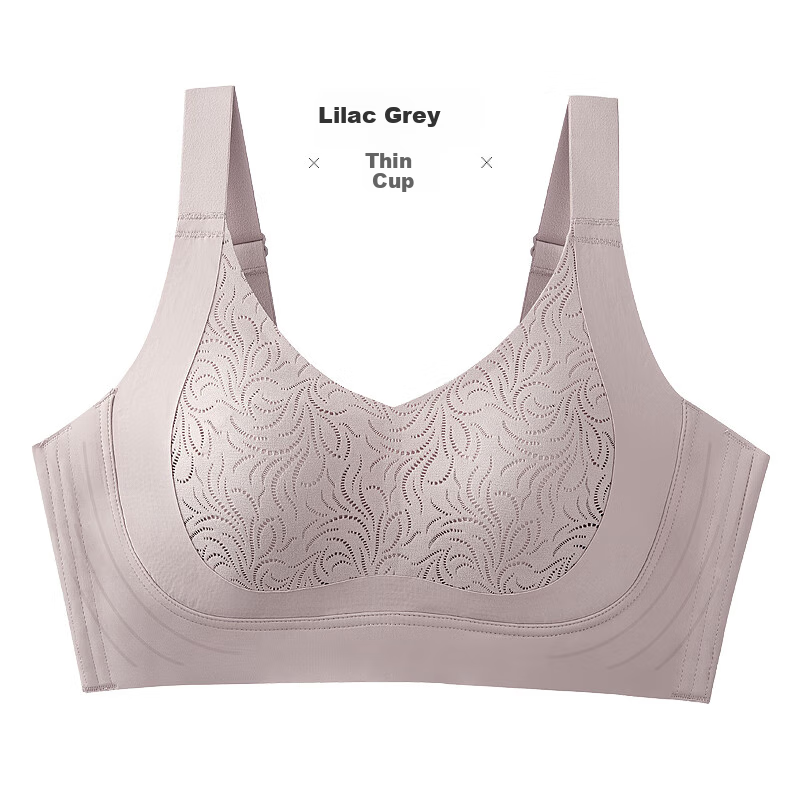 Qianaimei Large Breast Minimizing Bra for Women, Side Support, Seamless, Plus Size, Full Coverage, Thin Style, Q7283, Lilac Gray, 95DE