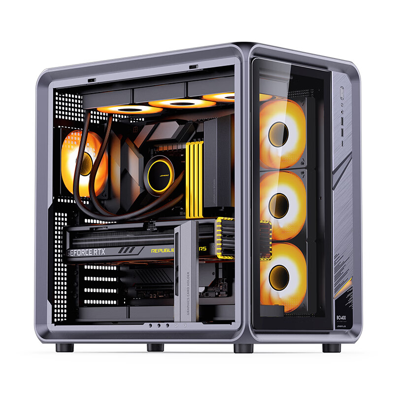 JONSBO BO400 ATX Aluminum Seaside House PC Case (Gaming/360 Water Cooling/5V ARGB Lighting Effects/10 Fan Slots/Aluminum Alloy GPU Bracket/ATX Power Supply Slot)