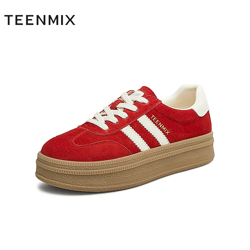 Tianmeiyi Valentine's Day Gift Rainbow Cake Thick-Soled Dexun Shoes Women's Shoes, Classic Style - Red [New Color for 25 Years], Size 38
